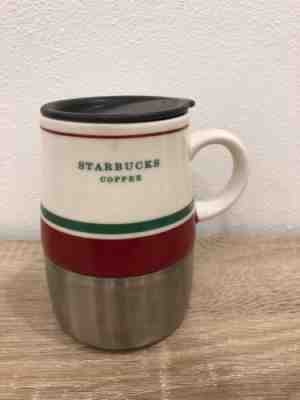 Starbucks 2006 White Green Red Holiday Xmas Stainless Steel Coffee Tea Mug 14 oz - Sold on eBay Nov, 3rd 2018 for $3.00