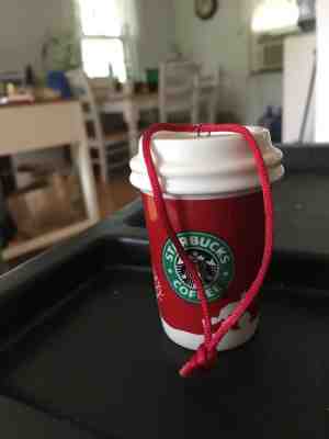 Starbucks Ceramic Christmas Tree Ornament 2006 Red and white to Go Cup - Sold on eBay Nov, 3rd 2018 for $3.50