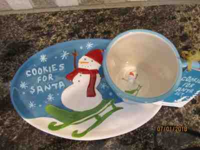 2006 Starbucks Cookies for Santa Set Cup Mug & Plate Snowman on Sled NWT - Sold on eBay Nov, 2nd 2018 for $24.00