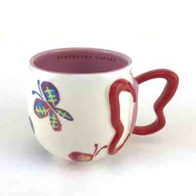 Starbucks Butterfly Mug 2007 Red Handle Pink Interior Collectible Coffee Tea Cup - Sold on eBay Nov, 7th 2018 for $18.95