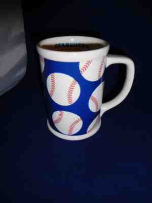 Starbucks Ceramic Coffee Mug Cup 16 oz. Baseballs Red White Blue 2007 5" Tall - Sold on eBay Nov, 4th 2018 for $21.95