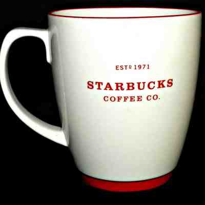 Starbucks Retired 2007 Barista Venti Abbey Red Rim Coffee Cup Mug Holds 20 oz - Sold on eBay Nov, 4th 2018 for $34.99