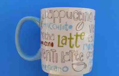 Starbucks 2007 16 Oz Light Blue & White Mocha Latte Cappuccino Coffee Mug Cup - Sold on eBay Nov, 2nd 2018 for $9.97