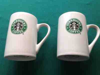 2 2008 Starbucks ~ Mermaid Logo ~ White Ceramic Coffee Cup Mug 10 oz. - Sold on eBay Nov, 2nd 2018 for $20.00