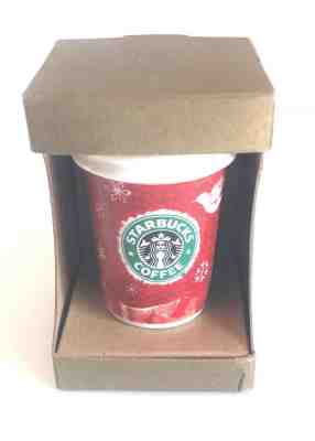 Starbucks Ornament Coffee Mug 2008 Reindeer Ceramic Christmas Red White  - Sold on eBay Nov, 2nd 2018 for $2.99