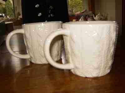 Starbucks Coffee Ivory Cable Knit Sweater 2- 12 oz Cup Mug 2008 Perfect - Sold on eBay Oct, 31st 2018 for $12.99