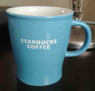 2008 STARBUCKS 14 OUNCE SKY BLUE COFFEE LATTE MUG EMBOSSED LETTERING - Sold on eBay Oct, 31st 2018 for $11.28