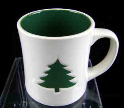 Starbucks Coffee Evergreen Christmas Tree Mug 2008 Embossed Green White 12 oz - Sold on eBay Oct, 30th 2018 for $11.23