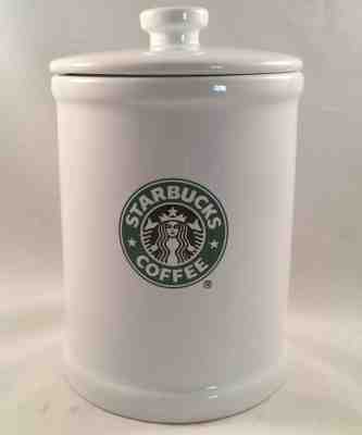 Starbucks Canister 2008 White Ceramic Siren Logo Coffee Jar w/ Lid  6.5 in tall - Sold on eBay Oct, 29th 2018 for $28.99
