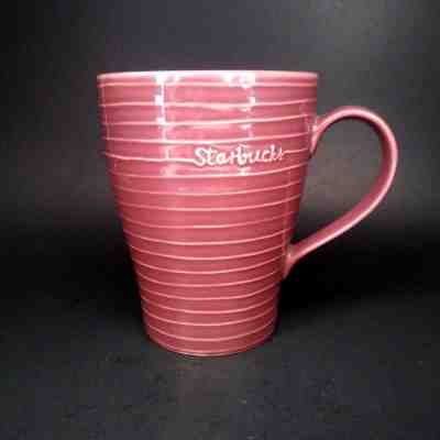 Starbucks 12 oz Design House Stockholm Plum Burgundy Ribbed Coffee Mug Cup 2009 - Sold on eBay Nov, 5th 2018 for $12.00