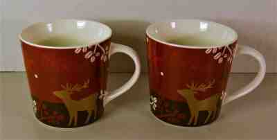 Two 2009 Starbucks Holiday Coffee Mug Cup Reindeer Deer Bone China Christmas - Sold on eBay Nov, 4th 2018 for $8.95