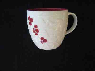 Starbucks 2010 Christmas Coffee Mug Cup Embossed White/ Red Holly Berries 16 OZ - Sold on eBay Nov, 3rd 2018 for $15.75