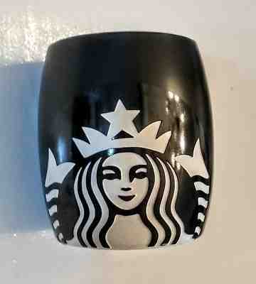Starbucks Coffee Mug 2011 Barrel Matte Black White Etched Mermaid Siren Logo Cup - Sold on eBay Nov, 4th 2018 for $15.99