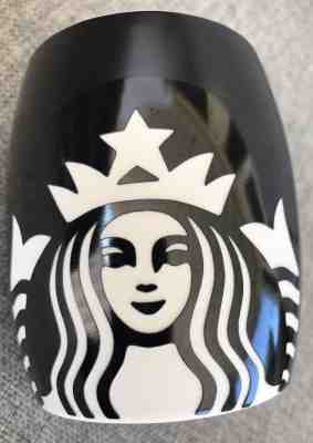 Starbucks Black Barrel Coffee Mug Cup Etched White Siren 2011 Mermaid Logo - Sold on eBay Nov, 4th 2018 for $20.00