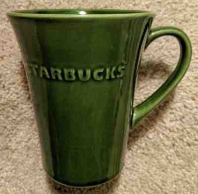 STARBUCKS 2011 LARGE TALL GREEN COFFEE TEA MUG CUP RAISED EMBOSSED LOGO 21 OZ!! - Sold on eBay Nov, 4th 2018 for $8.99