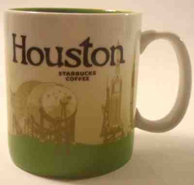 Starbucks 18 Oz Collector Ceramic Mug Houston 2011 Space Theme Green Inside - Sold on eBay Nov, 3rd 2018 for $24.99