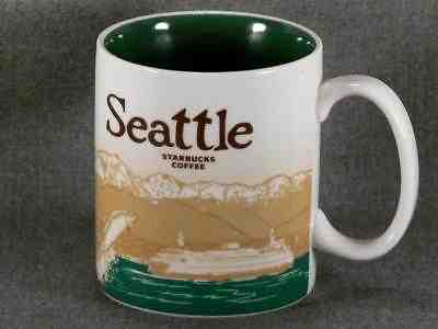STARBUCKS 2011  SEATTLE   MUG CUP SKYLINE MT RAINIER FISH FERRY SCENES - Sold on eBay Nov, 2nd 2018 for $19.99
