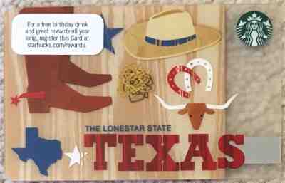 STARBUCKS TEXAS “THE LONESTAR STATE” GIFT CARD 2012 MINT CONDITION - Sold on eBay Nov, 4th 2018 for $4.49