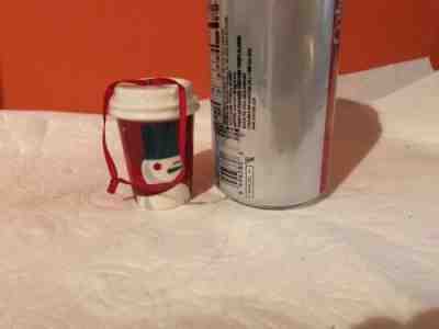 2012 STARBUCKS Holiday Christmas WINKING SNOWMAN Ceramic ORNAMENT To Go CUP - Sold on eBay Nov, 4th 2018 for $8.95