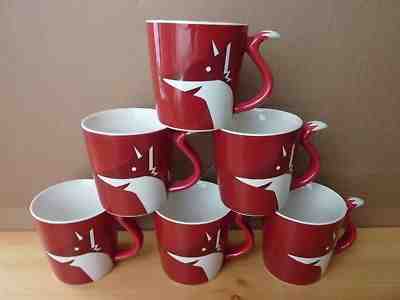 Starbucks FOX red mugs from 2012 holiday season - very nice condition - set of 6