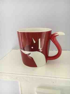 STARBUCKS 8 OZ FOX MUG WITH TAIL HANDLE RED & WHITE 2012 - Sold on eBay Nov, 3rd 2018 for $8.00