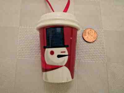 Starbucks Christmas Tree Cup Ceramic Ornament Winking Snowman 2012 - Sold on eBay Nov, 2nd 2018 for $8.25