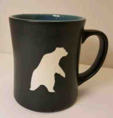 STARBUCKS 2012 16oz Yukon Matte Black Etched Bear Blue inside Mug Coffee Cup - Sold on eBay Nov, 2nd 2018 for $19.98