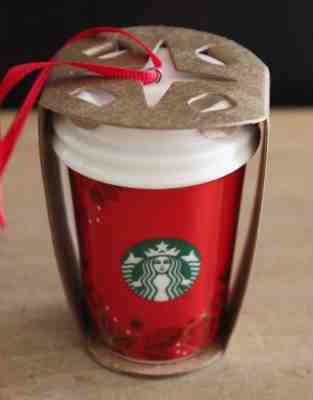 Starbucks Christmas Red Cup Tree Ornament © 2013 Holly Berries Leaves NEW 	 - Sold on eBay Nov, 17th 2018 for $3.50