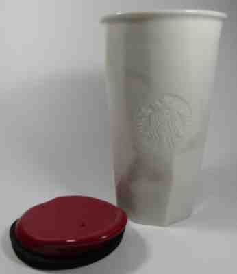 Starbucks White Ceramic Travel Tumbler Coffee Mug 2013 Cup 10 Oz Red Lid F2-19 - Sold on eBay Nov, 6th 2018 for $15.00