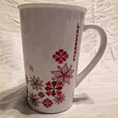 Starbucks Coffee Mug Holiday Christmas White Red Gold Poinsettias 12oz 2013 (N) - Sold on eBay Nov, 5th 2018 for $21.10