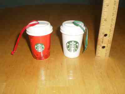 Two Starbucks Christmas Ornament Cups, 2013 (red) and 2015 (white) - Sold on eBay Nov, 4th 2018 for $8.00