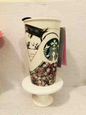 Starbucks Ceramic Charlotte Ronson Double Wall Tumbler Mug 12oz. 2013 Lid Rare - Sold on eBay Nov, 1st 2018 for $89.00