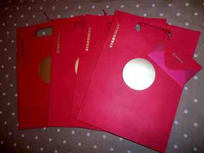 2  ~ STARBUCKS Red  GOLD DOT 2014 Christmas Gift Bags ~ Fast Free Shipping - Sold on eBay Nov, 17th 2018 for $9.99