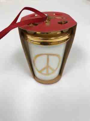Starbucks Peace Sign Ceramic Christmas Ornament 2.5" Tall New 2015 - Sold on eBay Nov, 17th 2018 for $14.90