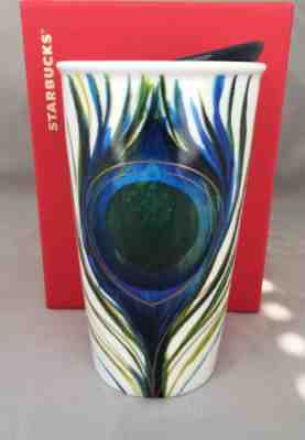 Starbucks Peacock Feather Ceramic Travel Cup 12 Oz.  2015! NWT! - Sold on eBay Nov, 11th 2018 for $30.00