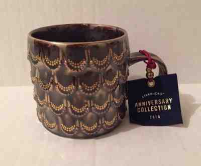 Starbucks 10oz Coffee Mug Mermaid 3D Gold Scales Metallic Cup New 2015 