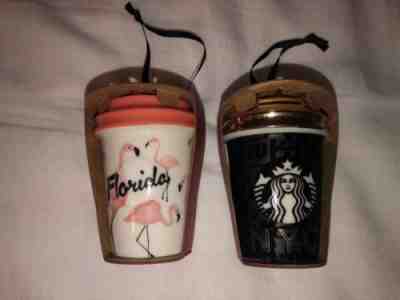 2 X Starbucks Ornament Lot 2015 Christmas Florida/New York! - Sold on eBay Nov, 10th 2018 for $19.99