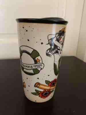 Starbucks Coffee Dot Tattoo Mermaid Ceramic Travel Mug Tumbler 12oz 2015 - Sold on eBay Nov, 10th 2018 for $55.00