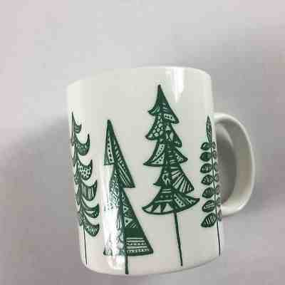 Starbucks Coffee Mug 2015 Holiday Trees Cup Evergreens 12oz Drink Green White - Sold on eBay Nov, 8th 2018 for $3.90