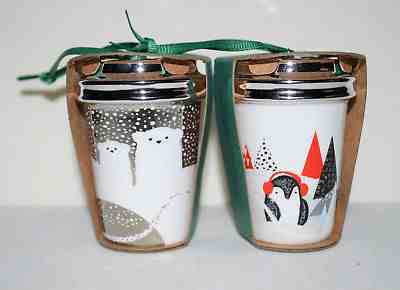 Set of 2 Starbucks 2016 Polar Bear and Penguin Cup To Go Cup Ornaments - Sold on eBay Nov, 17th 2018 for $19.95