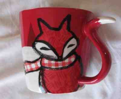 Starbucks Coffee Company Red Fox Scarf Holiday 2016 12oz Ceramic Mug Tail Handle - Sold on eBay Nov, 11th 2018 for $10.00