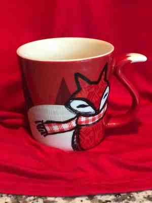 STARBUCKS Fox Mug Holiday Christmas 2016 Coffee Cup/Mug Red Scarf Tail Handle - Sold on eBay Nov, 11th 2018 for $10.00