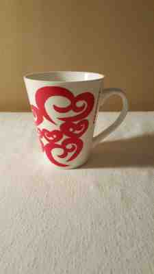 Starbucks 12oz. Coffee Latte Cup Mug Red Swirl Hearts  2016 - Sold on eBay Nov, 10th 2018 for $4.55