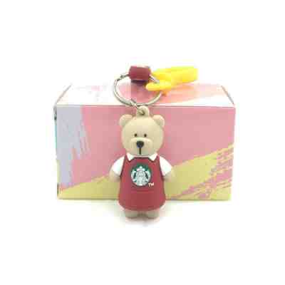 New Starbucks 2017 China Red Apron Bear Keychain Bearista Boy KeyRing Cute Teddy - Sold on eBay Nov, 18th 2018 for $9.99