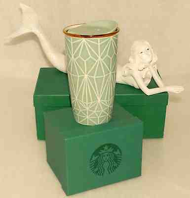 STARBUCKS - 2017 - Green Diamond - 12 oz Ceramic Double Wall Tumbler Travel NEW - Sold on eBay Nov, 14th 2018 for $39.39
