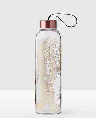 NEW Starbucks 2017 Gold Siren Glass Water Bottle - New Anniversary - Sold Out  - Sold on eBay Nov, 14th 2018 for $34.95