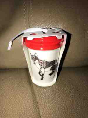 Starbucks Ceramic Coffee Cup Fox Christmas Ornament 2017 White with Red Top New - Sold on eBay Nov, 14th 2018 for $7.00