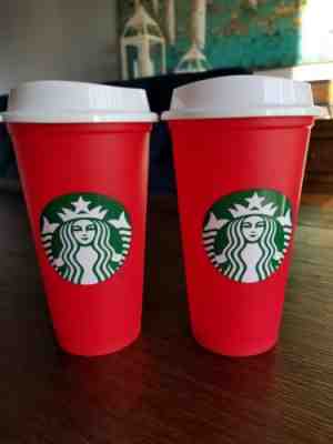 NEW STARBUCKS Reusable Red Cup Christmas Holiday 2018 Set of 2 Discount Coffee - Sold on eBay Nov, 18th 2018 for $14.50