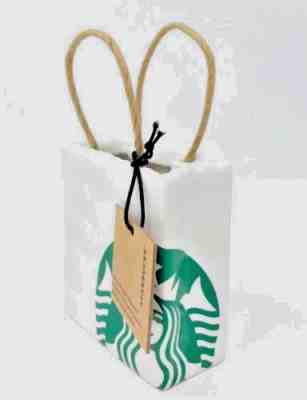 Starbucks 2018 Christmas Ornament Ceramic Starbucks Bag & Gift Card Low WW Ship  - Sold on eBay Nov, 18th 2018 for $13.79
