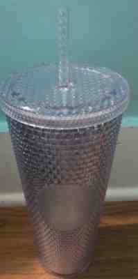 STARBUCKS 2018 COLD CUP IRIDESCENT CLEAR SILVER SPIKE CRYSTAL RARE 24 fl oz - Sold on eBay Nov, 17th 2018 for $33.50